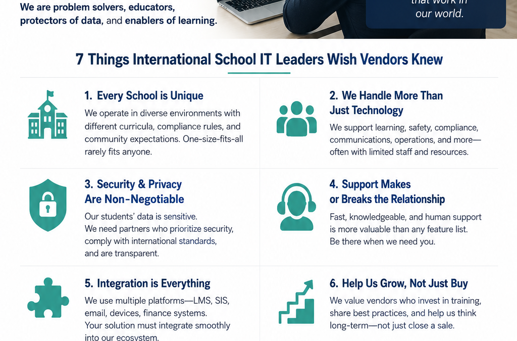 What International School IT Leaders Wish Vendors Knew An insider's perspective on closing the gap between education technology and school realities
